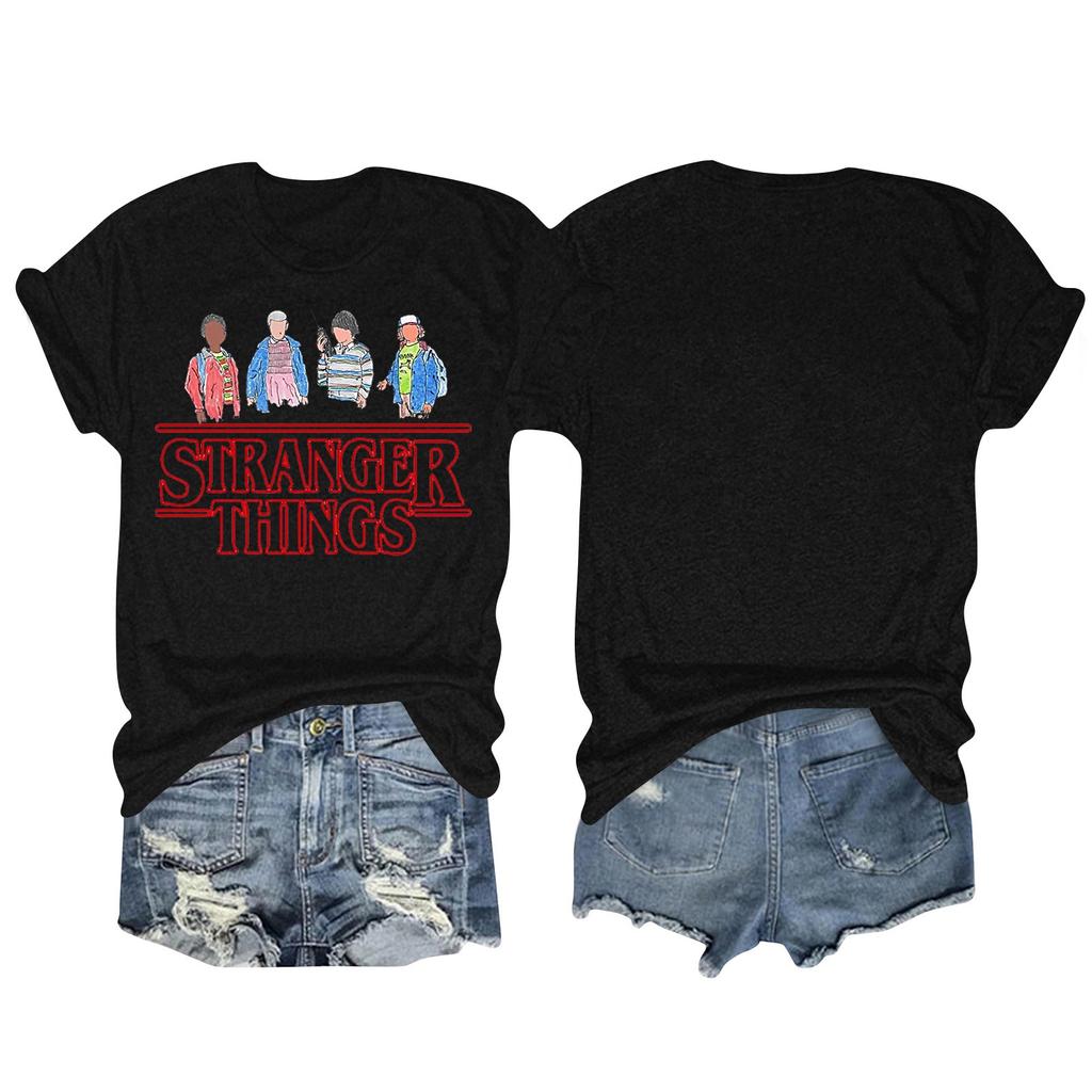 Women's And Men's Unisex Fashion Printed Round Neck Short Sleeve T-Shirt Pullover Top