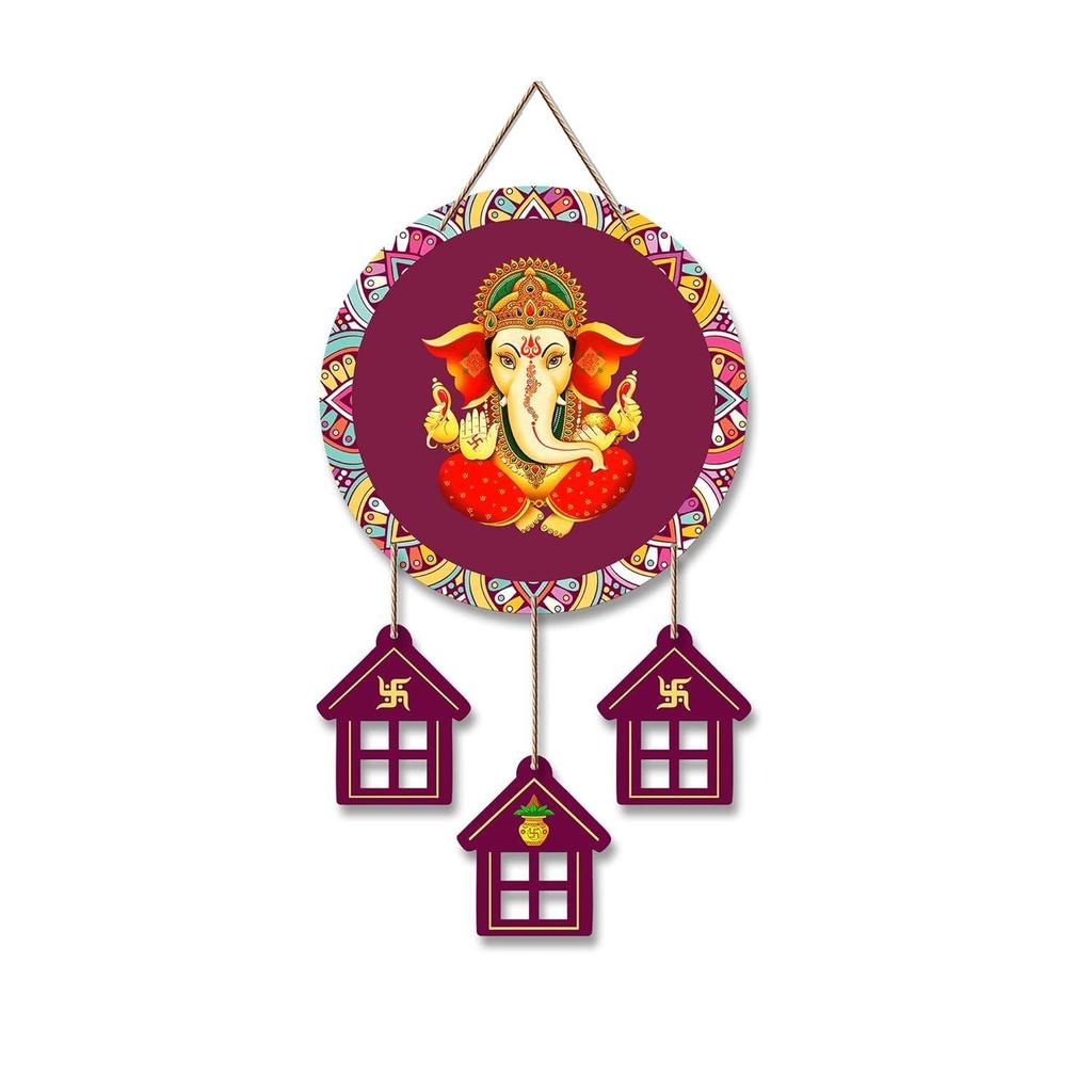 Artvibes Lord Ganesha Wooden Wall Hanging Decorative Items for Home | Gifts | Religious Wood Wall Hanger