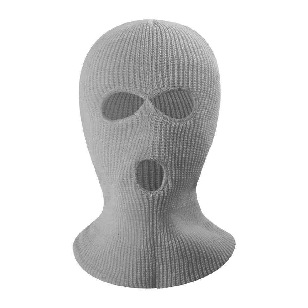 Winter Warm 3-hole Ear protection Embroidery White Knitted Full Face Mask Cover Cap Ski Mask Balaclava Pack for Men