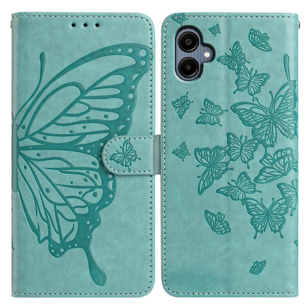 For Samsung Galaxy A05 4G Case Butterfly Imprinted Wallet Stand PU Leather Flip Phone Cover with Strap
