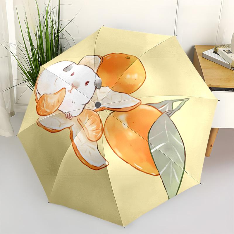1pc Cute Hamster Mandarin Automatic Folding Umbrella - 8-Rib Durable Iron Frame, Compact Portable for Daily Travel Yy251205035