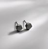 925 Silver Black Minimalist Stud Earrings For Women Versatile Chic Simple Ear Jewelry Fashion Accessory