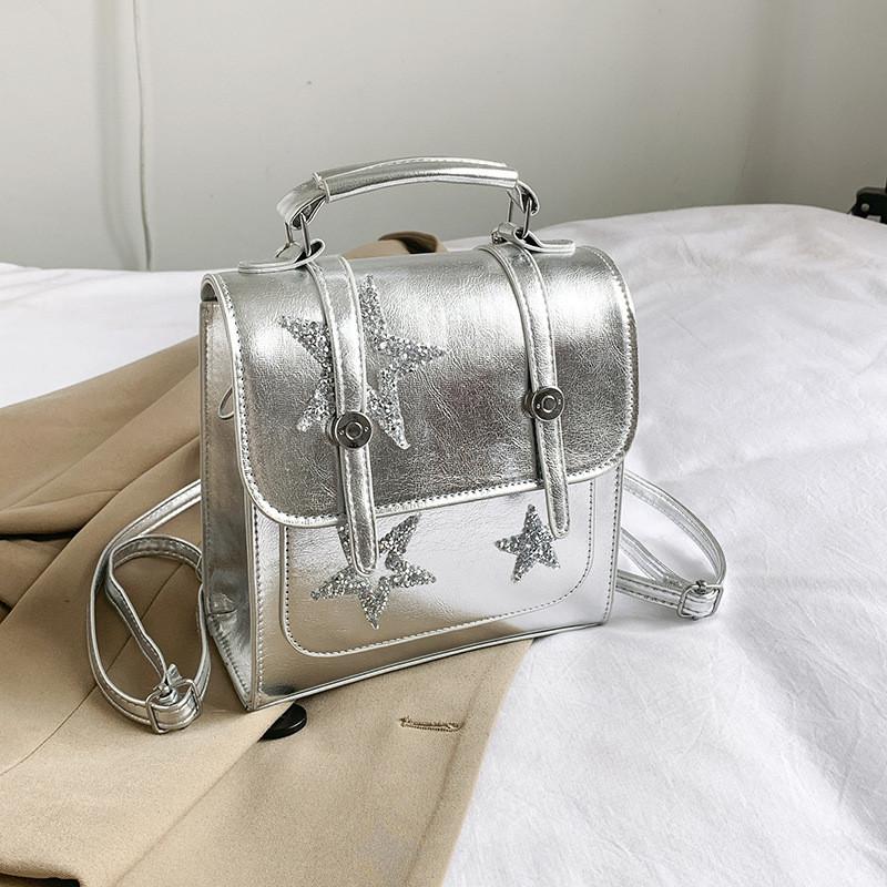 Stylish Casual Retro Large Capacity Backpack 2024 Summer Minimalist Design In Black Silver Cream