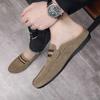 Fashion Lefu Shoes Men's Lightweight Bean Shoes Summer One Step Push Lazy Breathable Casual Half Support Slippers for Men