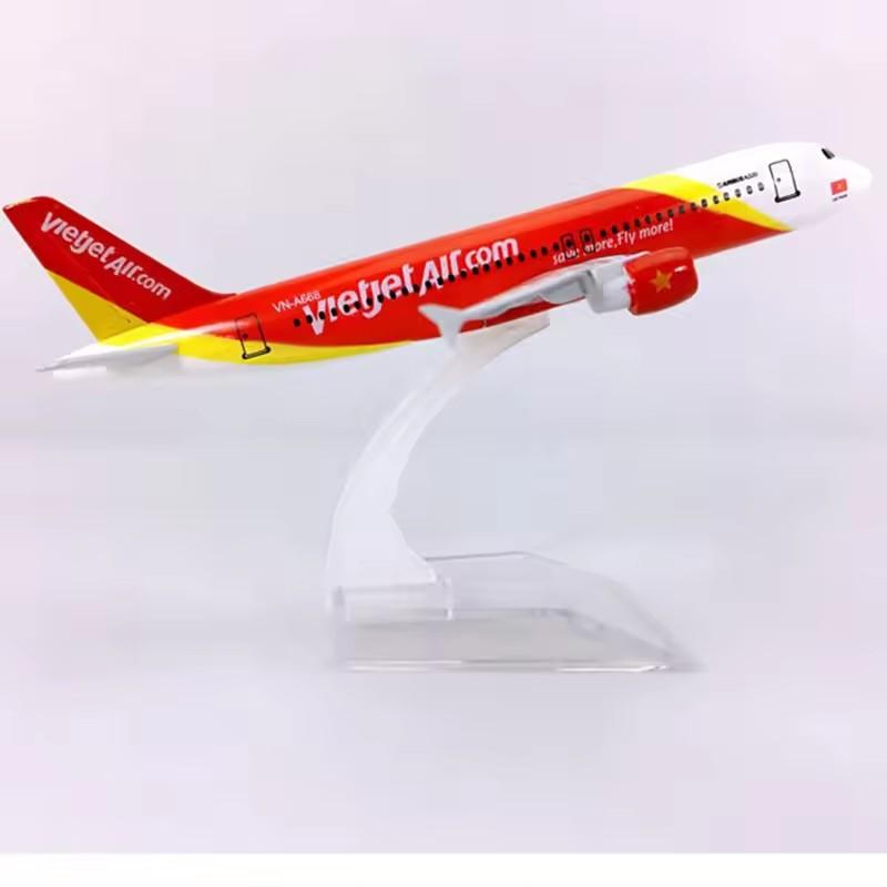 דגם מטוס 1/400 16 ס"מ עבור A320 Vietjet Airlines מטוס מסגסוגת עם תושבת קישוט דגם מתכת מסגסוגת