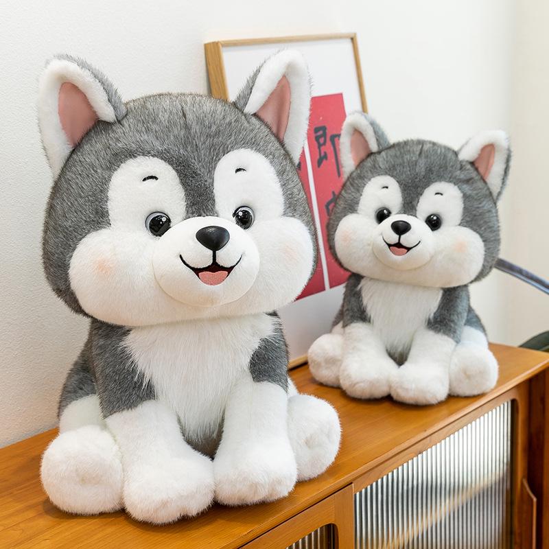 Cross-border Sitting Husky Plush Toy - Smiling Dog Doll for Kids' Birthday Gift