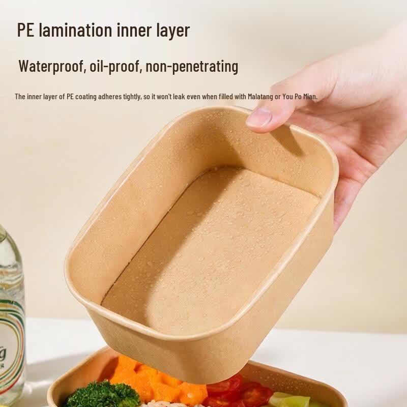 HANDUNYOU Disposable Kraft Paper Food Containers