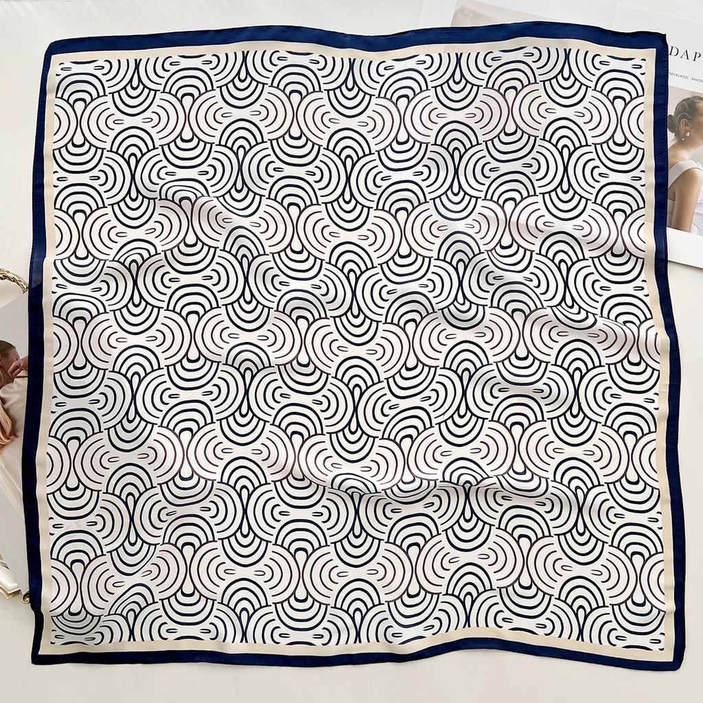 Simple Stripe Printing Imitation Silk Scarf, High-End Shawl, Versatile Neck, Women'S Fashion Temperament Square Scarf