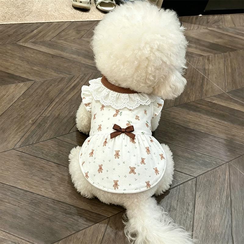 Dog clothes Small dog Spring summer Thin puppy Summer cute floral vest Pet Bigbear bipeg Walking dog