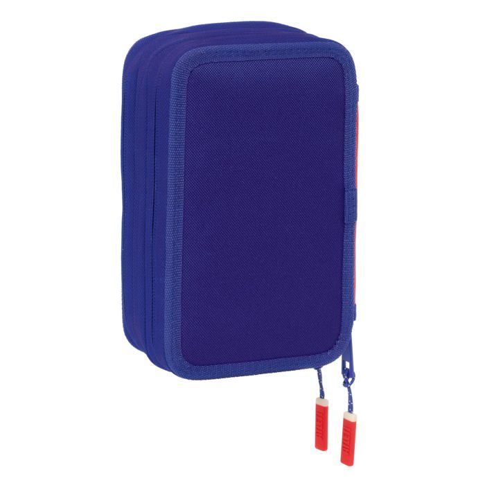 Trousse scolaire polyvalente - safta - 37 outils inclus - 12,5x5,5x19,5 cm - Rouge, Bleu, Blanc - Polyester recyclé