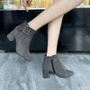 Fashionable versatile Women Vintage High Heels Ankle Boots Buckle Casual Ladies Sexy Female Boots Plus Size women shoes