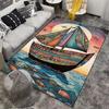 Colorful Abstract Sailing Boat and Fish Pattern Decorative Carpet Art Suitable for use as an anti-slip for living room bedroom sofas
