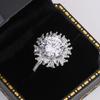 High-quality full-diamond sparkling zircon ring, 925 silver jewelry, women's party, wedding, proposal, bride's accessory