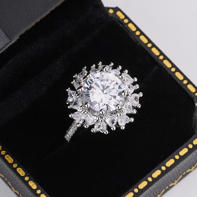 High-quality full-diamond sparkling zircon ring, 925 silver jewelry, women's party, wedding, proposal, bride's accessory
