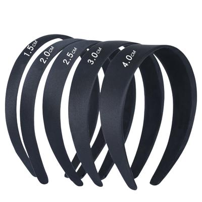2 Stück 15/20/25/30/40mm Schwarzes Schlichtes Stirnband Schmuck DIY Satin Stoff Stirnband Halbfertiges Handgefertigtes Material Haaraccessoires