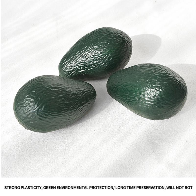 6PCS Decorative Artificial Avocado Models Restaurant Photography Props Plastic Texture for Photography and Teaching Tool