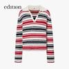 editionE+ 2026 Spring Wool Blend Striped V-Neck Knit Sweater