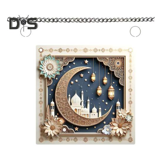 

Знак на дверь Ид Мубарак Луна Звезда 2D Акриловый кулон Исламское украшение Рамадан Подвесной знак на дверь для Рамадана Мубарак Украшения Ид Square