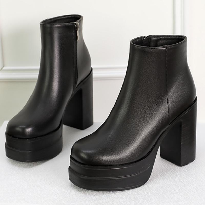 Fashion 2025 New Women's Boots Sexy Ultra High Heels Woman Round Toe Boots Platform Shoes Women Shoes Ankle Boots Zipper Party Shoes