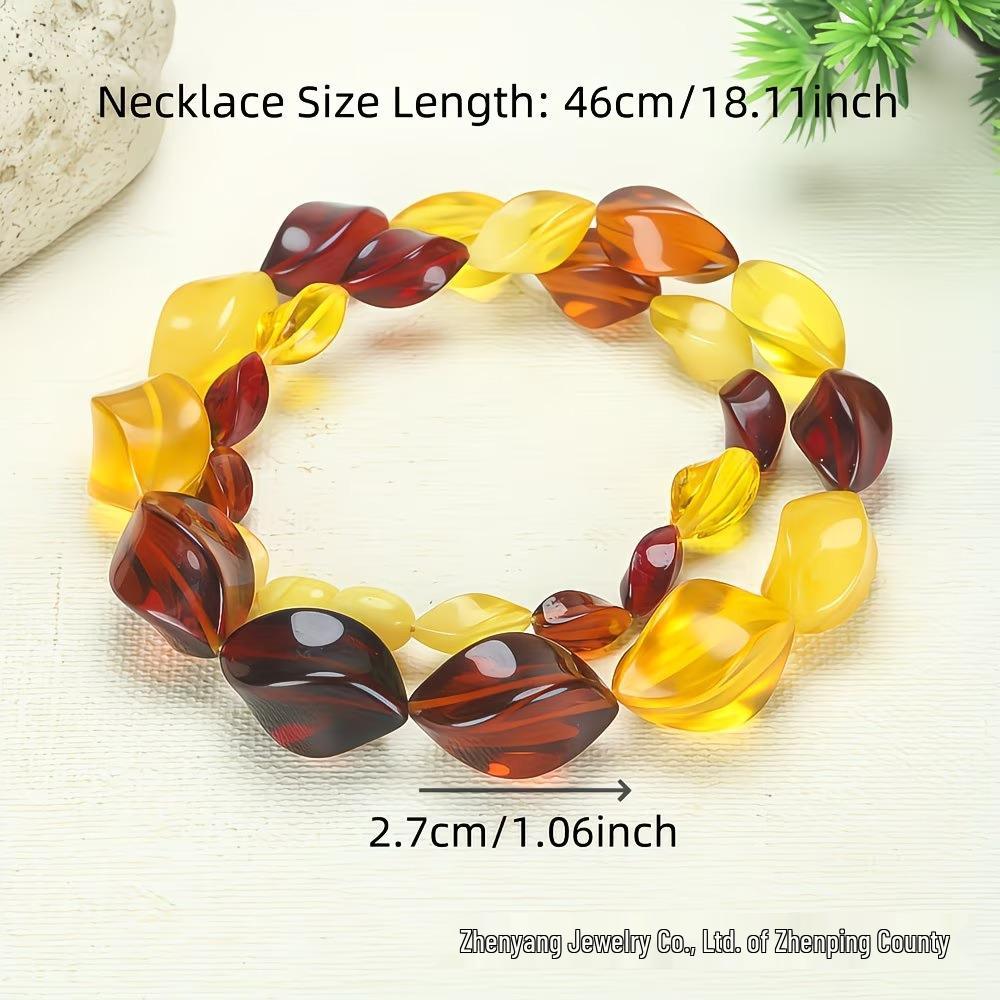 Amber Honey Multi-Faceted Necklace – Yellow, Blood Amber, Rhombus Design for Men & Women
