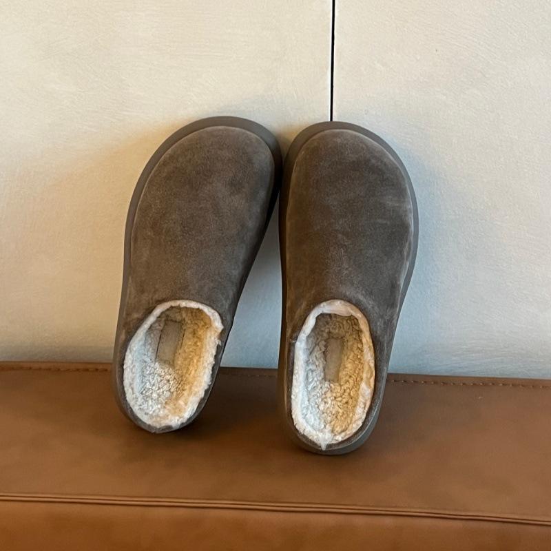 Cattle Cashmere Big Potato Birkenstocks Thick-soled Bag Head Half-towed Fluffy Slippers Women Wear Muller Slippers In Winter