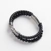 Magnetic Buckle Leather Bracelet: Men's Double Buckle Woven Accessory - Handmade Design