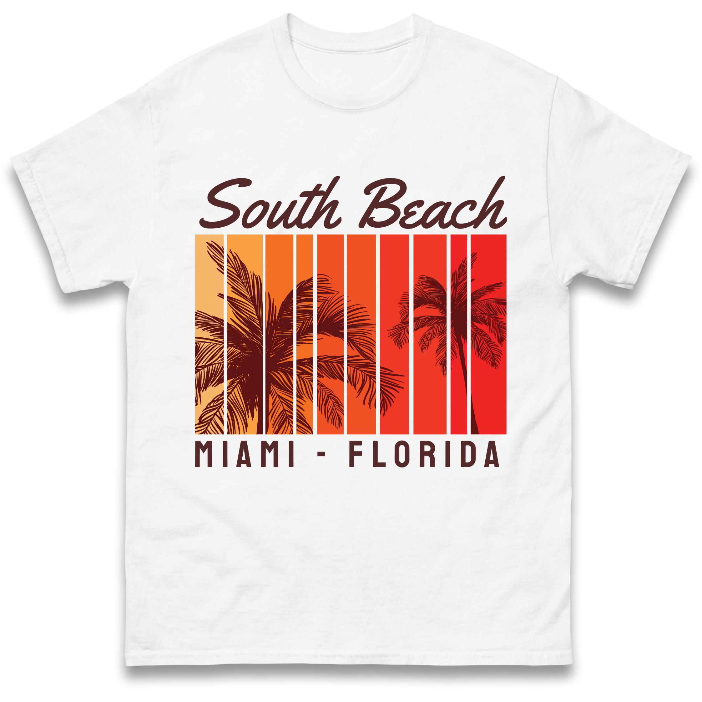 South Beach Miami Florida T-Shirt Tshirt Mens Womens Tops Unisex Tees 100% Cotton 2XL