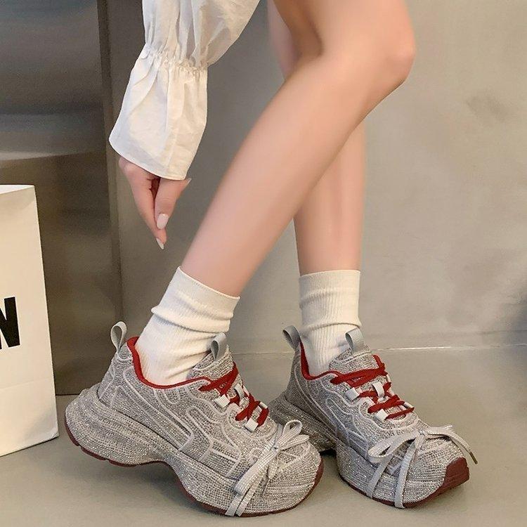 European goods full of diamond dad shoes women's spring 2025 new versatile thick-soled heightening fried street sports and leisure women's shoes