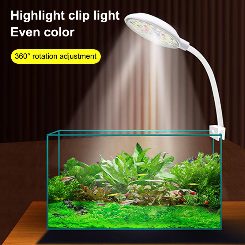 Usb Aquarium Led Lamp Fish Tank Light Decor Aquatic Plant Multiple Modes Dimmable Lightness Full Spectrum Mini Clip Light