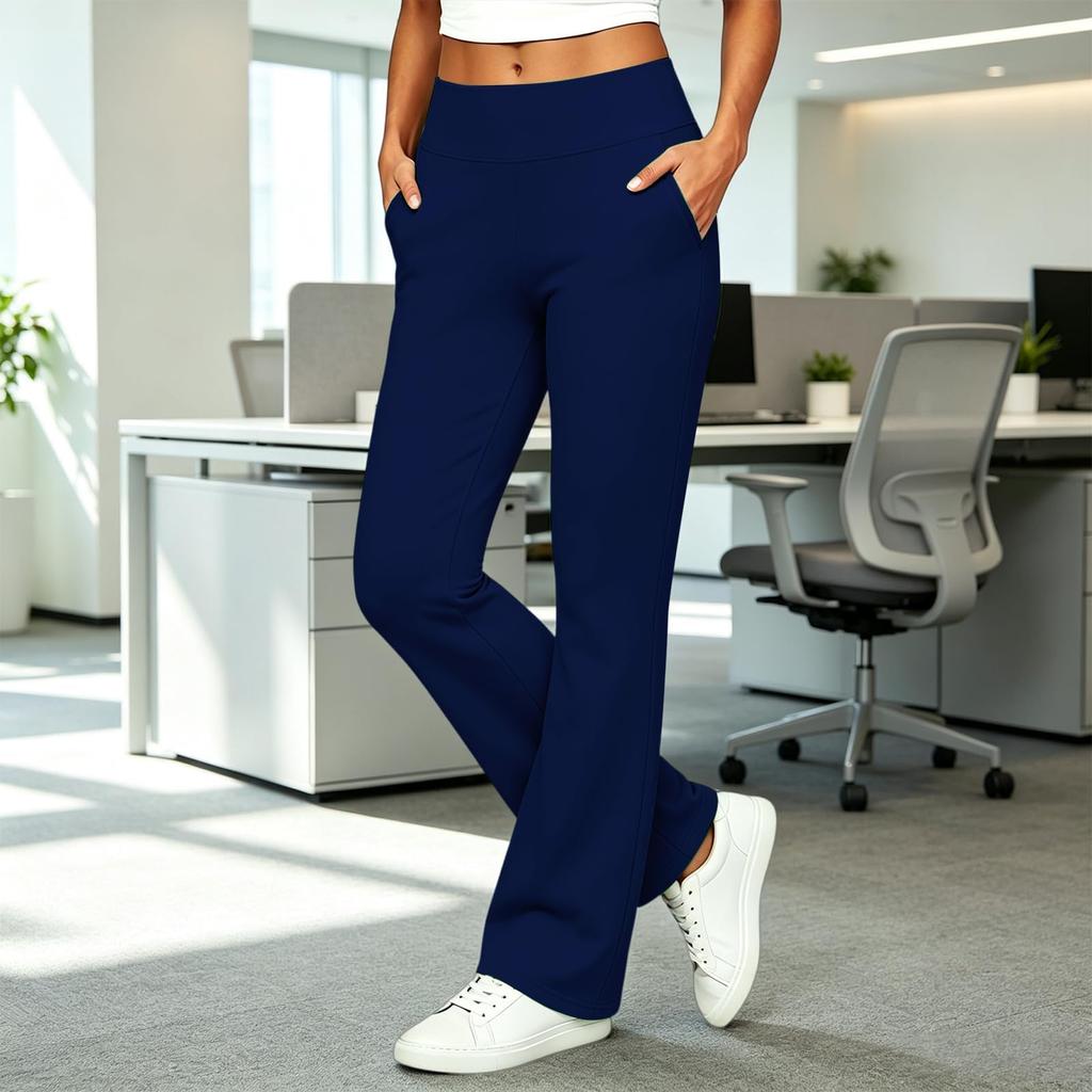 Women's Fashion Color Casual Pants with Elastic Waistband and Pockets for Everyday Wear