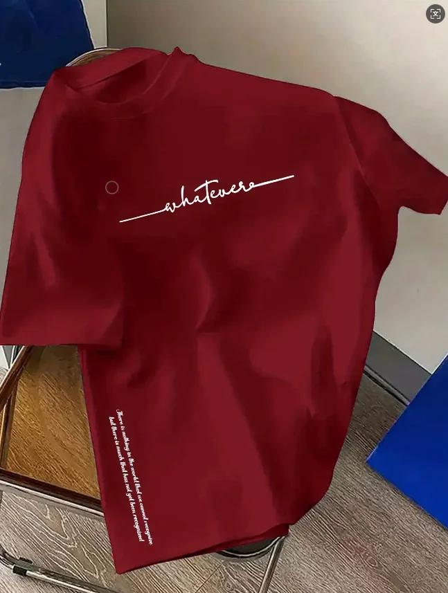 Unisexs Pure Cotton Round Neck Tshirt 2026 Summer Letter Vertical Printing Breathable Soft Street Top with Choose from S4XL