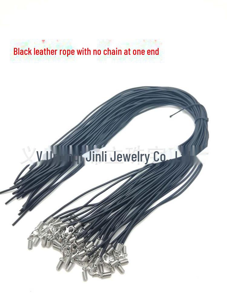 

Корейское ожерелье ручной работы из черной кожи с подвеской и застежкой-карабином