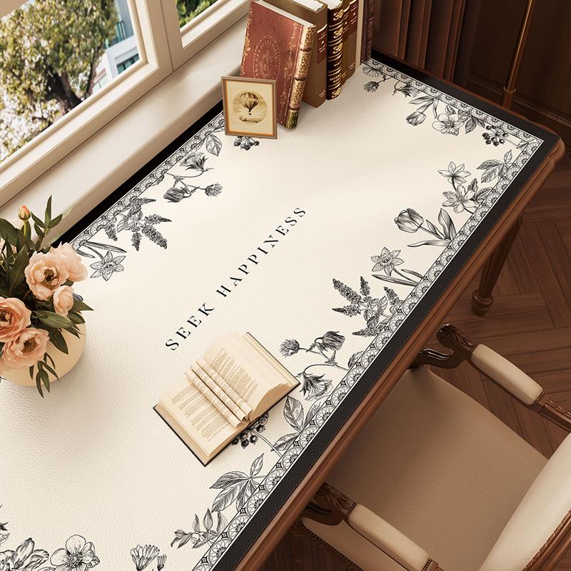 Leather Desk Mat Vintage Waterproof Desk Pad Non-Slip Cut To Size Writing Table Mat for Elegant Office & Gaming Setup