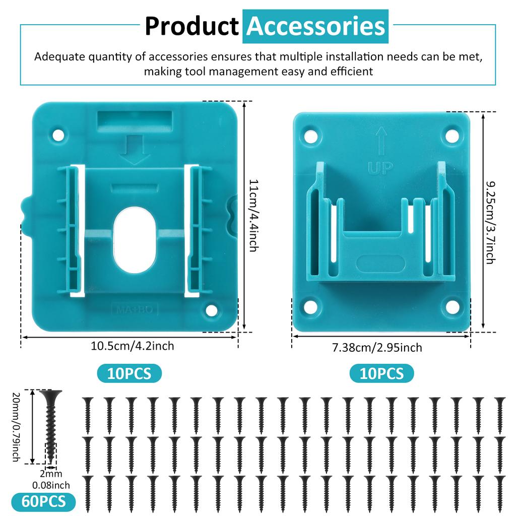 12pcs Power Tool and Battery Holder Battery Storage Batterys Mounts Storage Holders Rack for Makita BL1860 BL1850 BL1840 BL1830