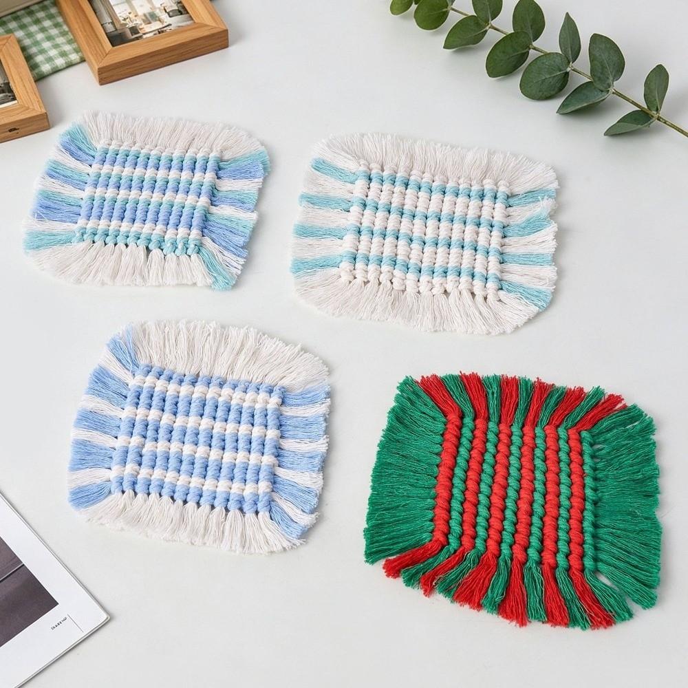 Handmade Tassel Cup Coaster Woven Cup Holders Creative Cup Mat for Coffee Table