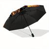 1pc Fiery Skull-Shaped Fortress Pattern Beautiful Looking Automatic Folding Umbrella, 3 Folding, 8 Iron Frame Design, Durable and Suitable for Tr