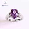 Prosty kształt gruszki srebrny pierścionek gruszka 8*12mm naturalny ametyst kamień fine jewelry 925 sterling silver dla kobiet żona prezent dla mamy