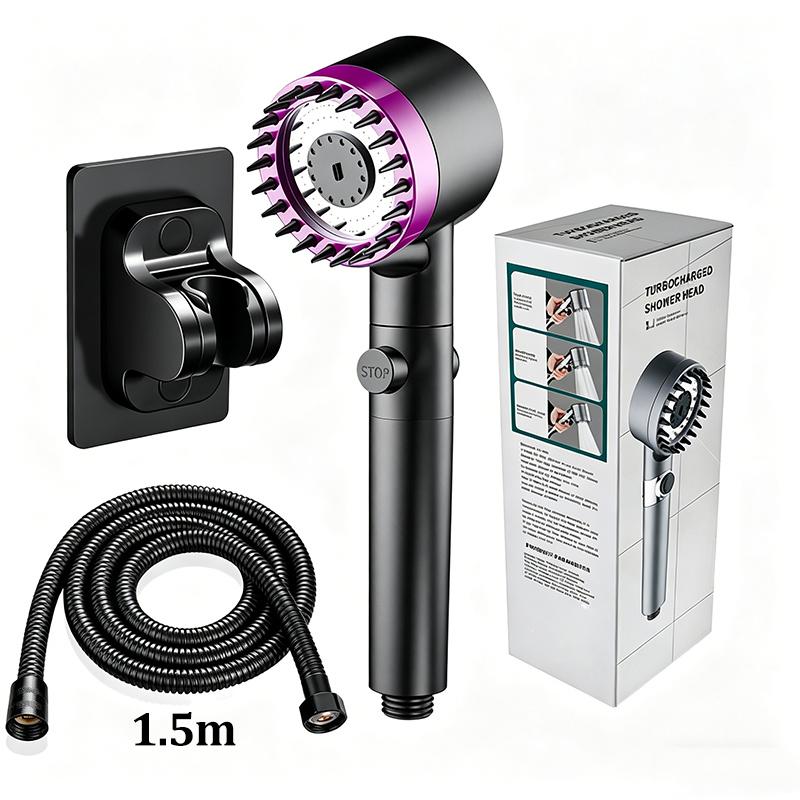 High Pressure Filter Shower Head 3 Modes One-key Stop Water Massage Clean Powerful Pressurized Shower Nozzle