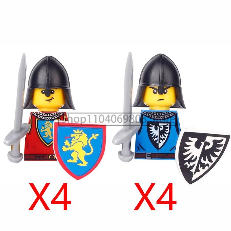 MOC Medieval Military Figures Building Blocks Castle Militia Soldier Dragon Gothic Knight Helmets Swords Shield Bricks Toys N06