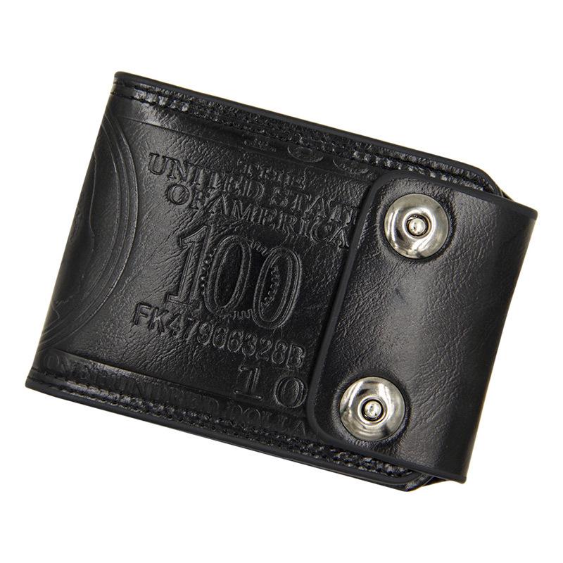Cartera de Cuero Corta Multifuncional para Hombre con Doble Botón a Presión