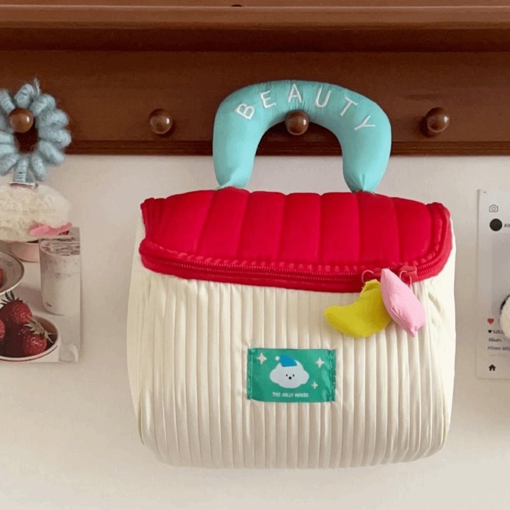 House-shaped Cute Cabin Makeup Bag Kawaii Portable Storage Bag Handheld Cosmetic Case  Travel