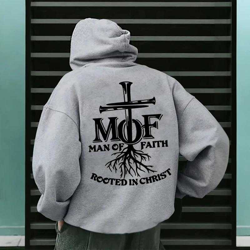 Autumn Winter Daily Casual Sporty Fashion Hoody Outerwear 2025 Hot Sale Men's Hoodie Man of Faith Jesus Print Hooded Sweatshirts