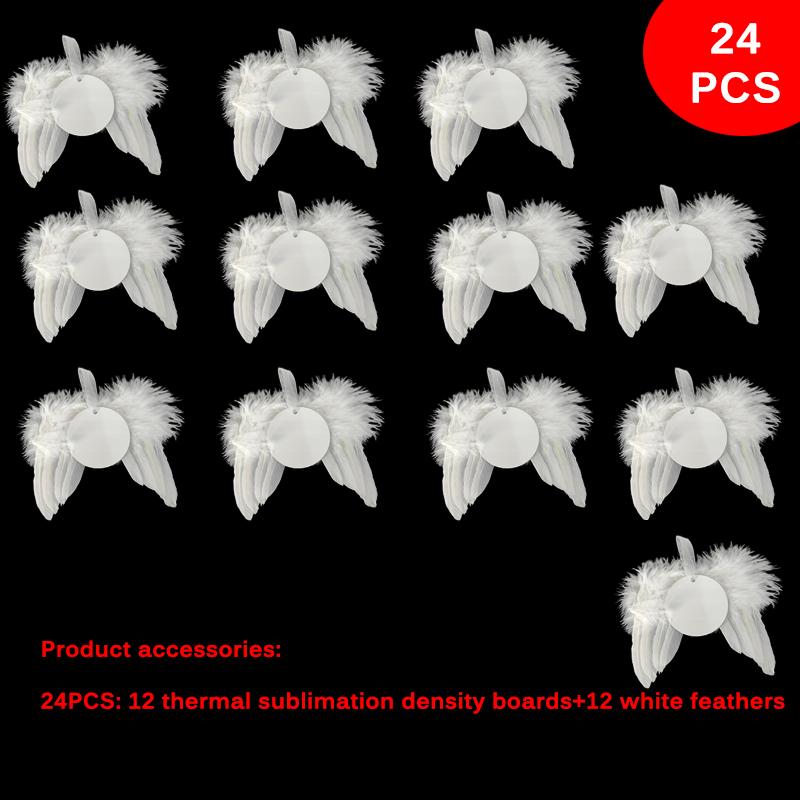 

24x белые крылья ангела, рождественские безделушки с перьями, рождественское елочное подвесное украшение, декор round
