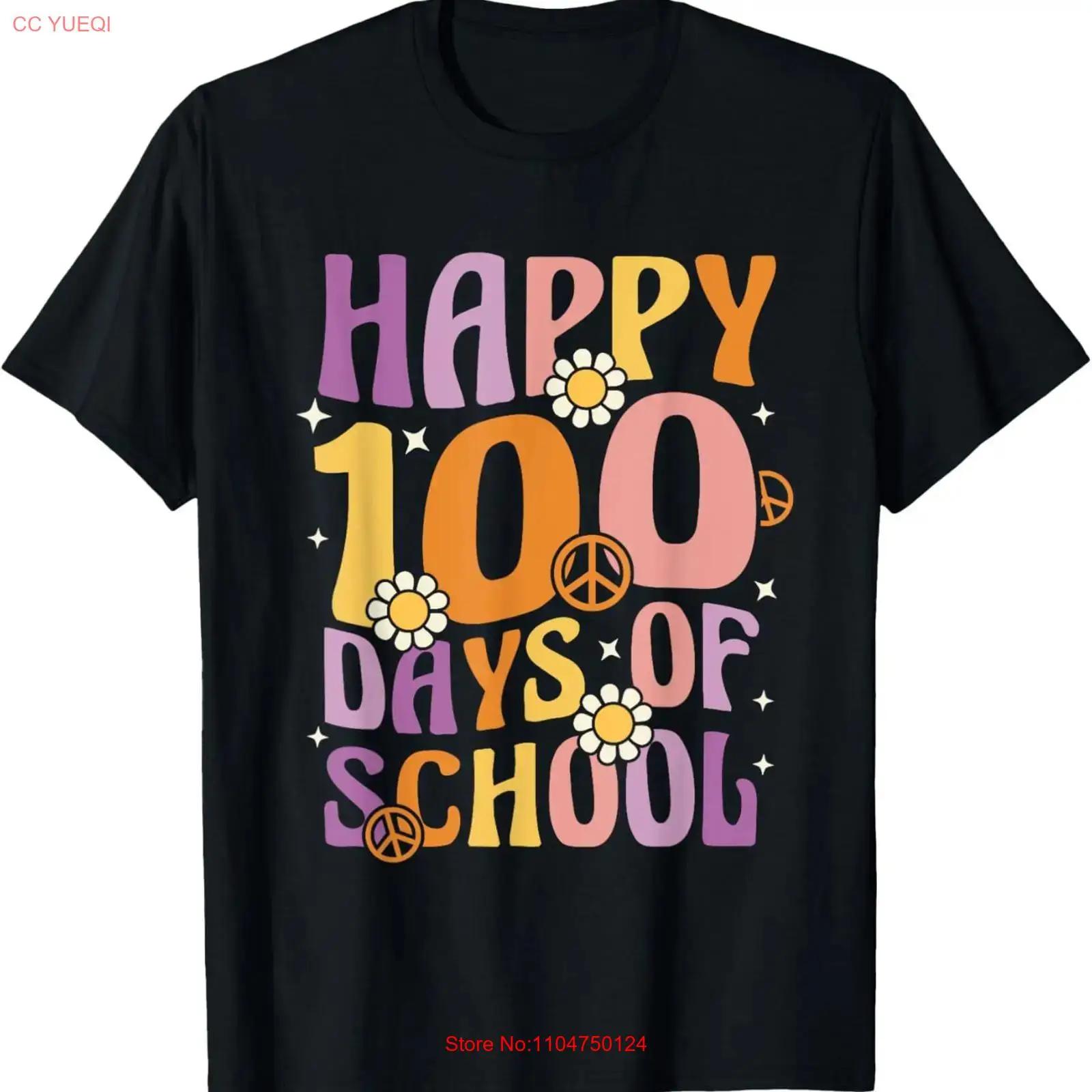 Retro Groovy Happy 100 Days Of School For Teachers Students T Shirt Men Wome vintage Washed graphic Casual Breathable Stylish S разноцветный