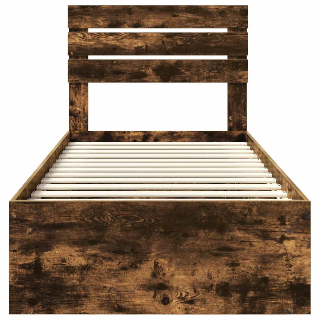 Bed Frame Smoked Oak 75 x 190 cm Solid Pine Wood