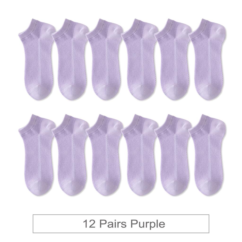 12 Pairs New Woman Cotton Socks Short Thin Mesh Breathable Sock Short Low Cut Colorful Summer Girl Sock