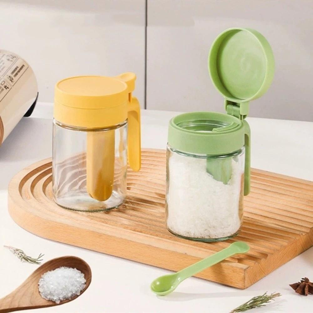 3PCS Sealed Glass Seasoning Can Moisture-Proof Seasoning Jar 2 In 1 Glass Spice Bottle for Kitchen