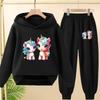 Cute Printed Hooded Sportswear Sets and Casual Sportswear Pants for Autumn and Winter Are Suitable for Boys and Girls Aged 3to12