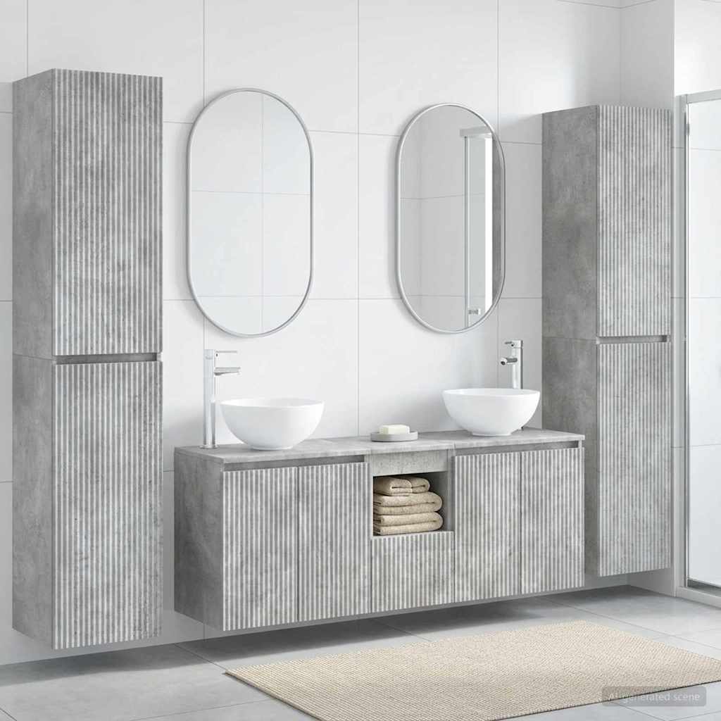 Bathroom Furniture Set 5 Pieces Concrete Grey 33 x 34.5 x 160 cm