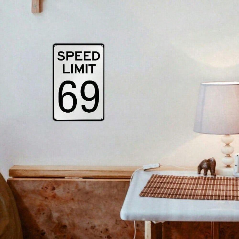 Vintage Metal Wall Art Speed Limit 69 Sign Garage Bar Decor